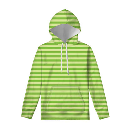 Green Striped Pattern Print Pullover Hoodie