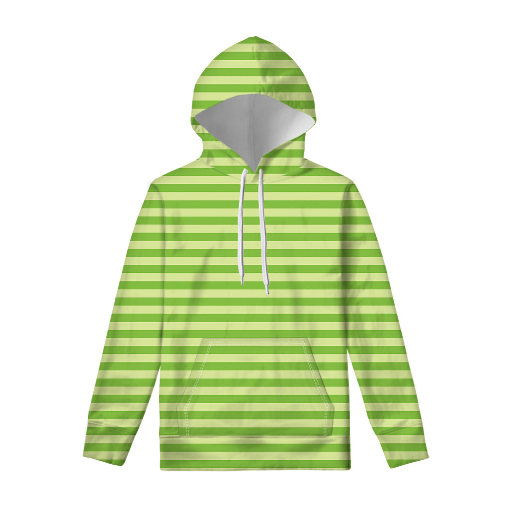 Green Striped Pattern Print Pullover Hoodie