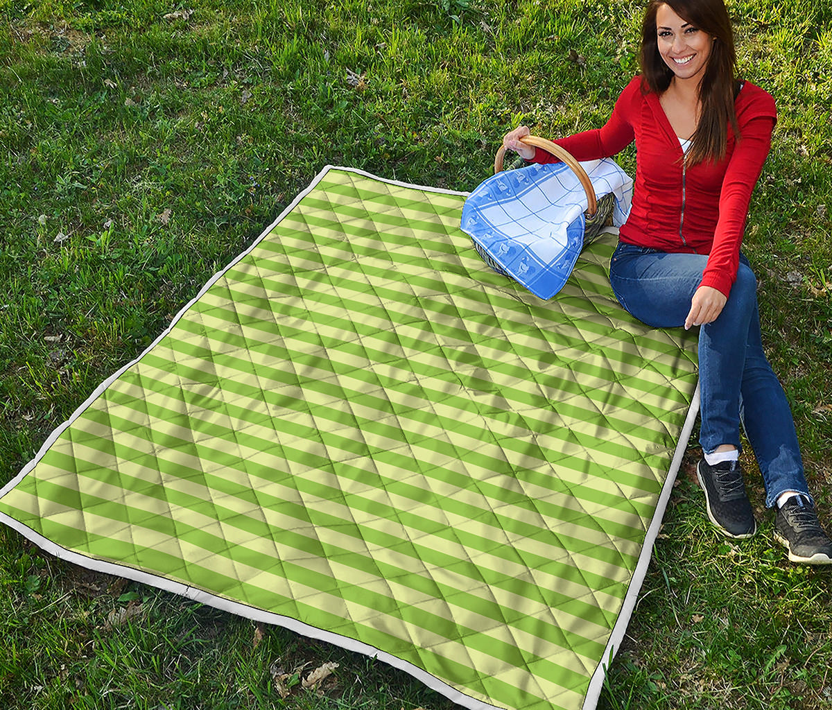 Green Striped Pattern Print Quilt