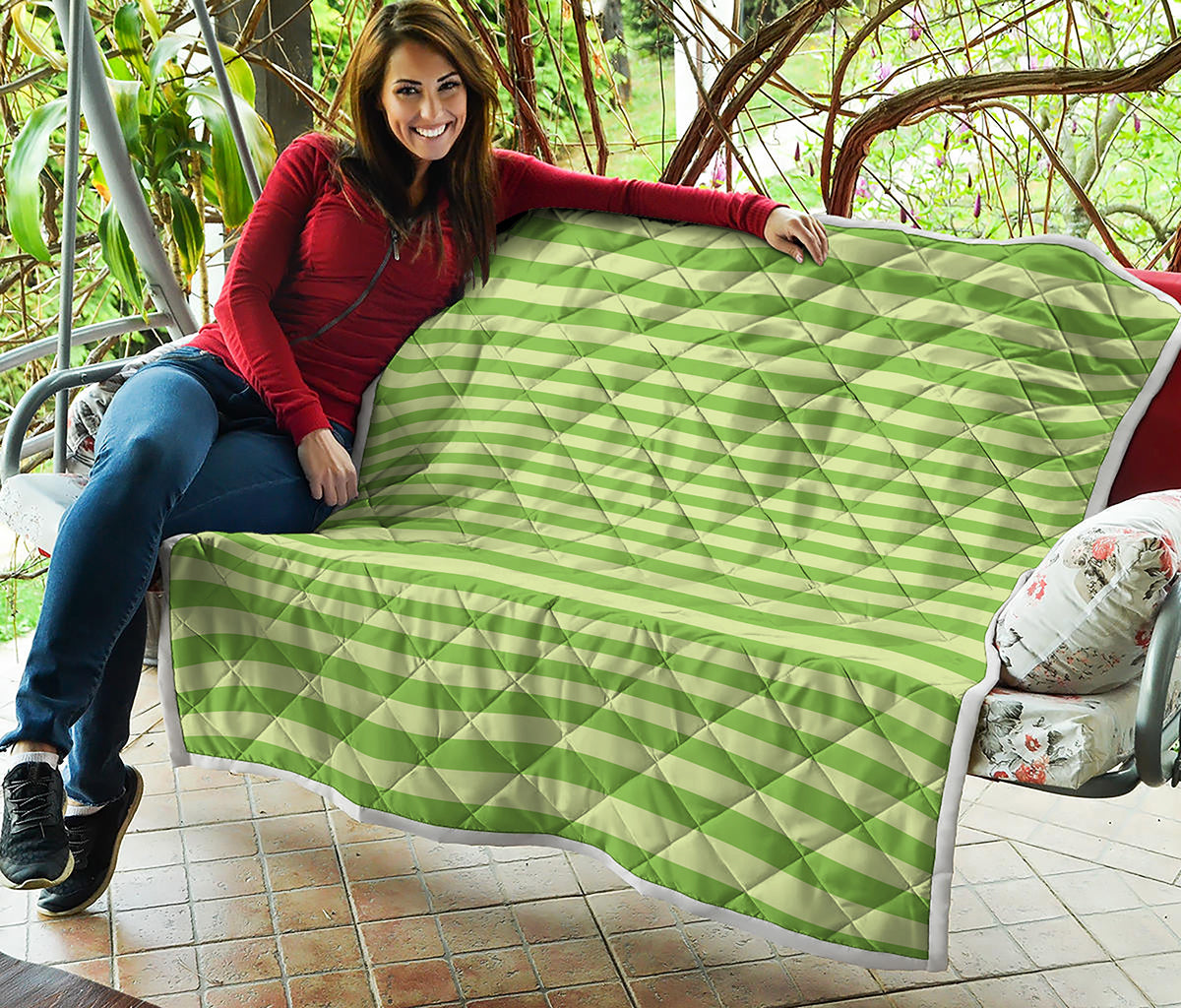 Green Striped Pattern Print Quilt