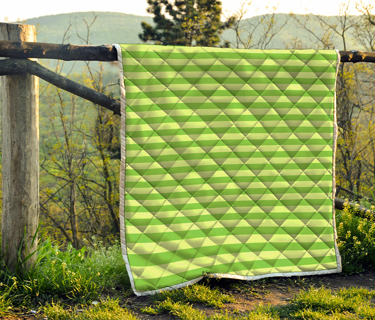 Green Striped Pattern Print Quilt
