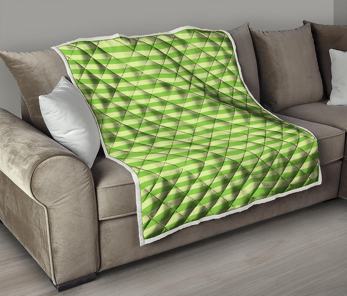 Green Striped Pattern Print Quilt