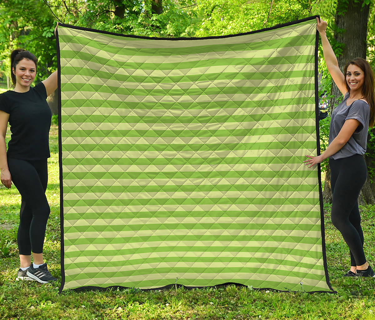 Green Striped Pattern Print Quilt