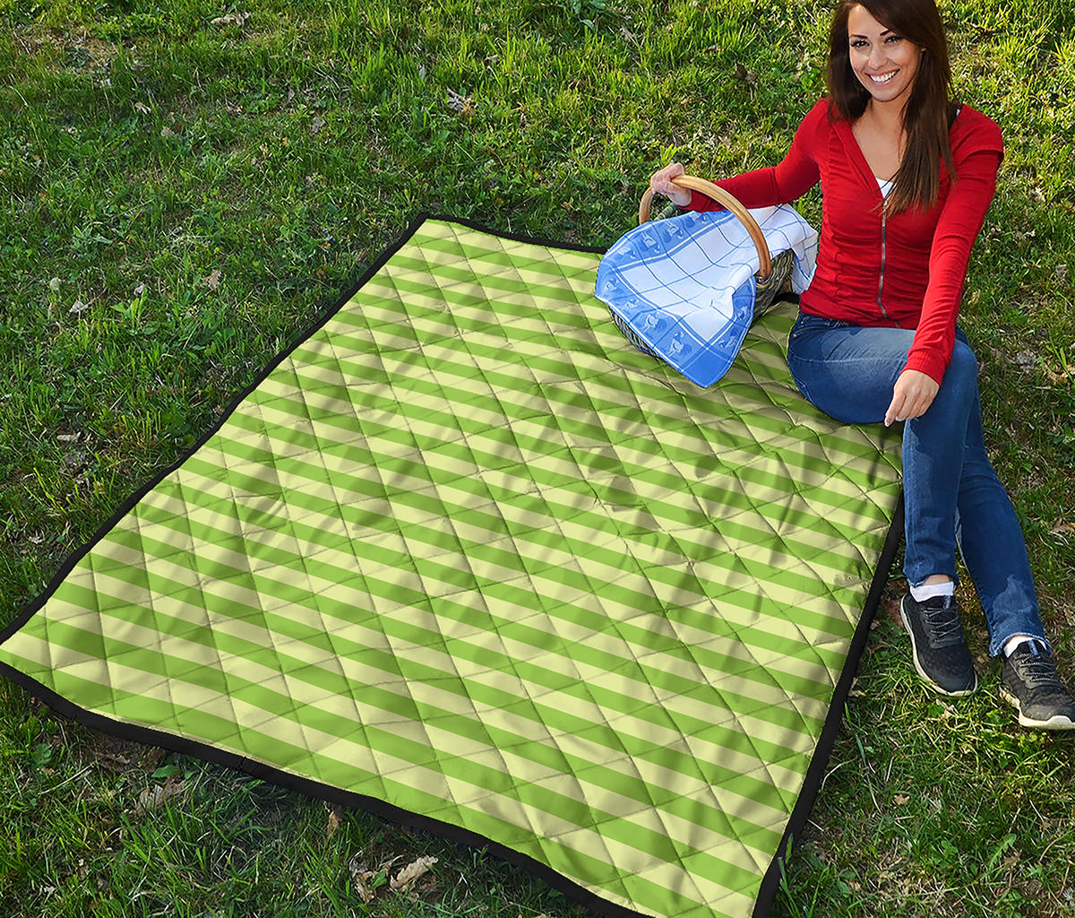 Green Striped Pattern Print Quilt