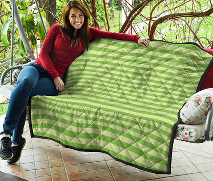Green Striped Pattern Print Quilt