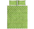 Green Striped Pattern Print Quilt Bed Set