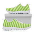 Green Striped Pattern Print White Running Shoes