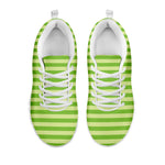 Green Striped Pattern Print White Sneakers
