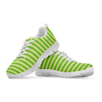 Green Striped Pattern Print White Sneakers
