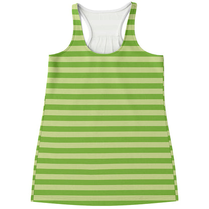 Green Striped Pattern Print Women's Racerback Tank Top