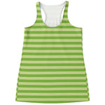 Green Striped Pattern Print Women's Racerback Tank Top