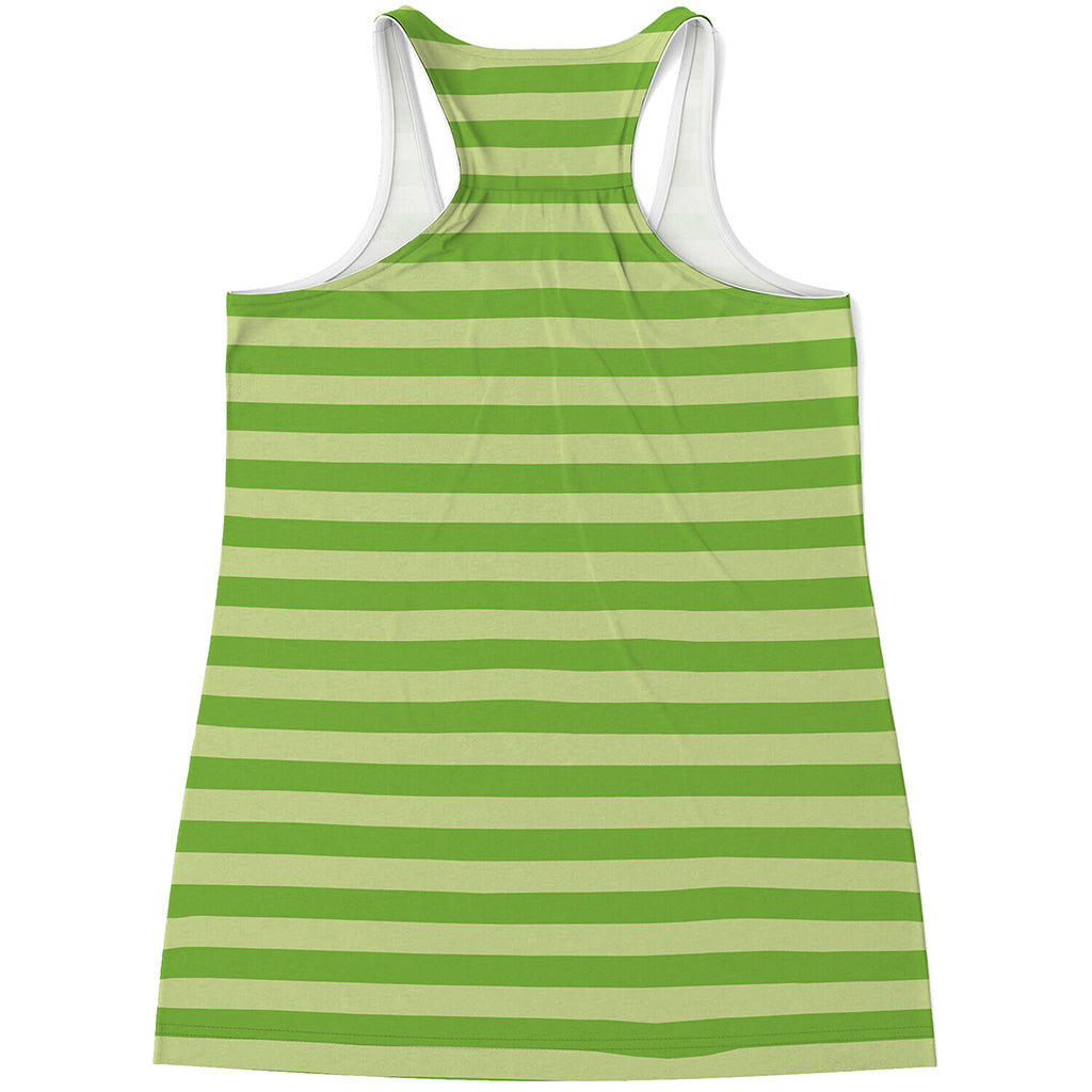 Green Striped Pattern Print Women's Racerback Tank Top