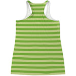 Green Striped Pattern Print Women's Racerback Tank Top