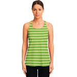 Green Striped Pattern Print Women's Racerback Tank Top