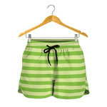 Green Striped Pattern Print Women's Shorts