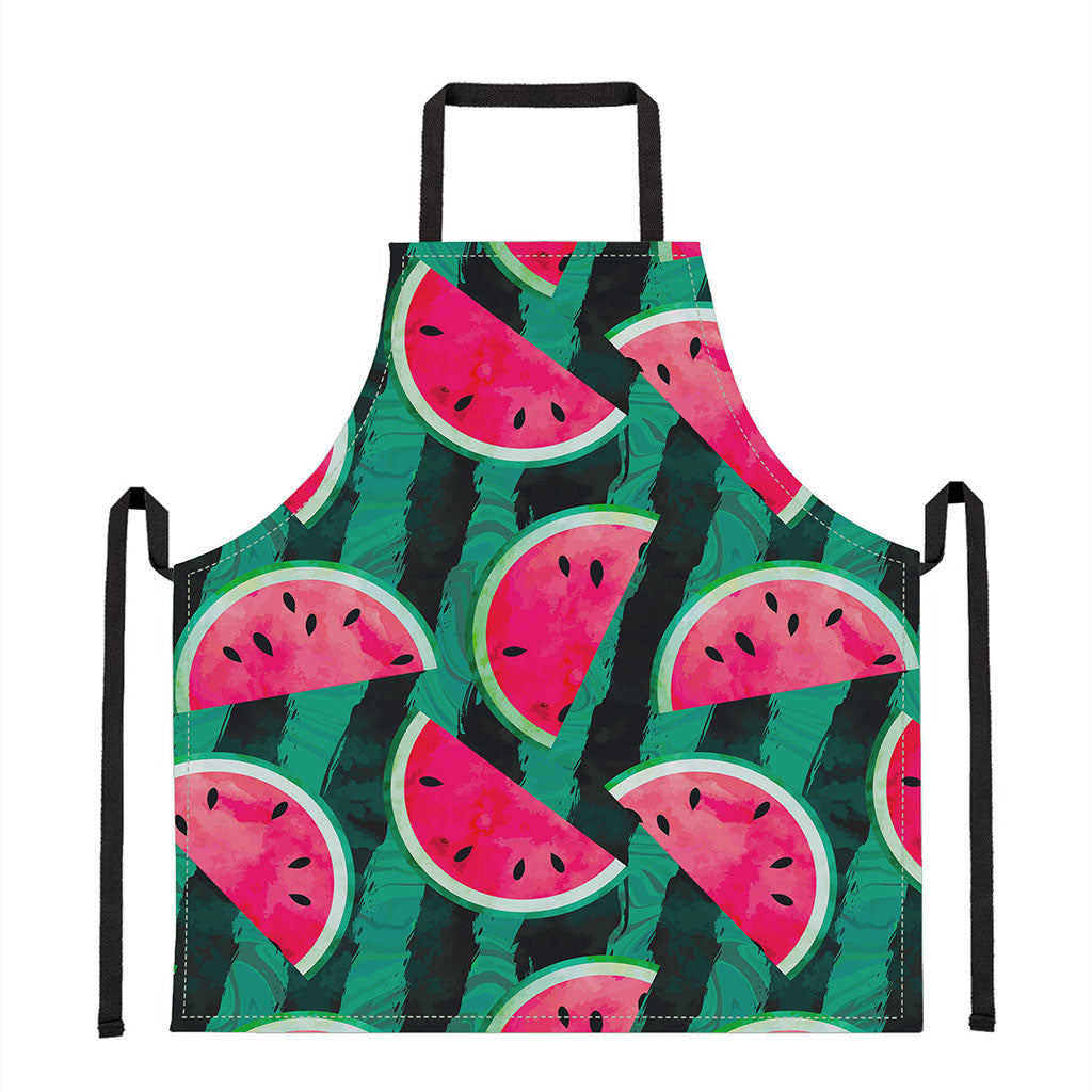 Green Striped Watermelon Pattern Print Apron