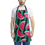 Green Striped Watermelon Pattern Print Apron