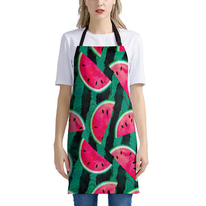 Green Striped Watermelon Pattern Print Apron