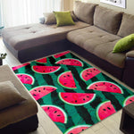 Green Striped Watermelon Pattern Print Area Rug GearFrost