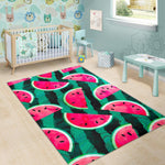 Green Striped Watermelon Pattern Print Area Rug GearFrost