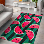 Green Striped Watermelon Pattern Print Area Rug GearFrost
