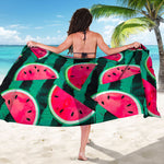 Green Striped Watermelon Pattern Print Beach Sarong Wrap