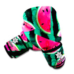 Green Striped Watermelon Pattern Print Boxing Gloves
