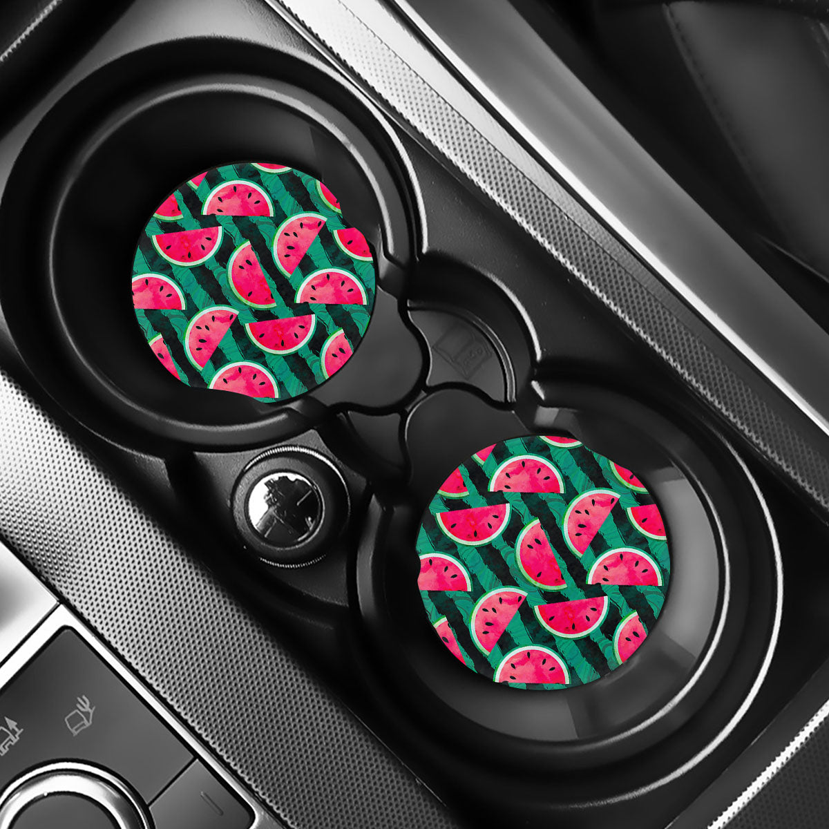 Green Striped Watermelon Pattern Print Car Coasters