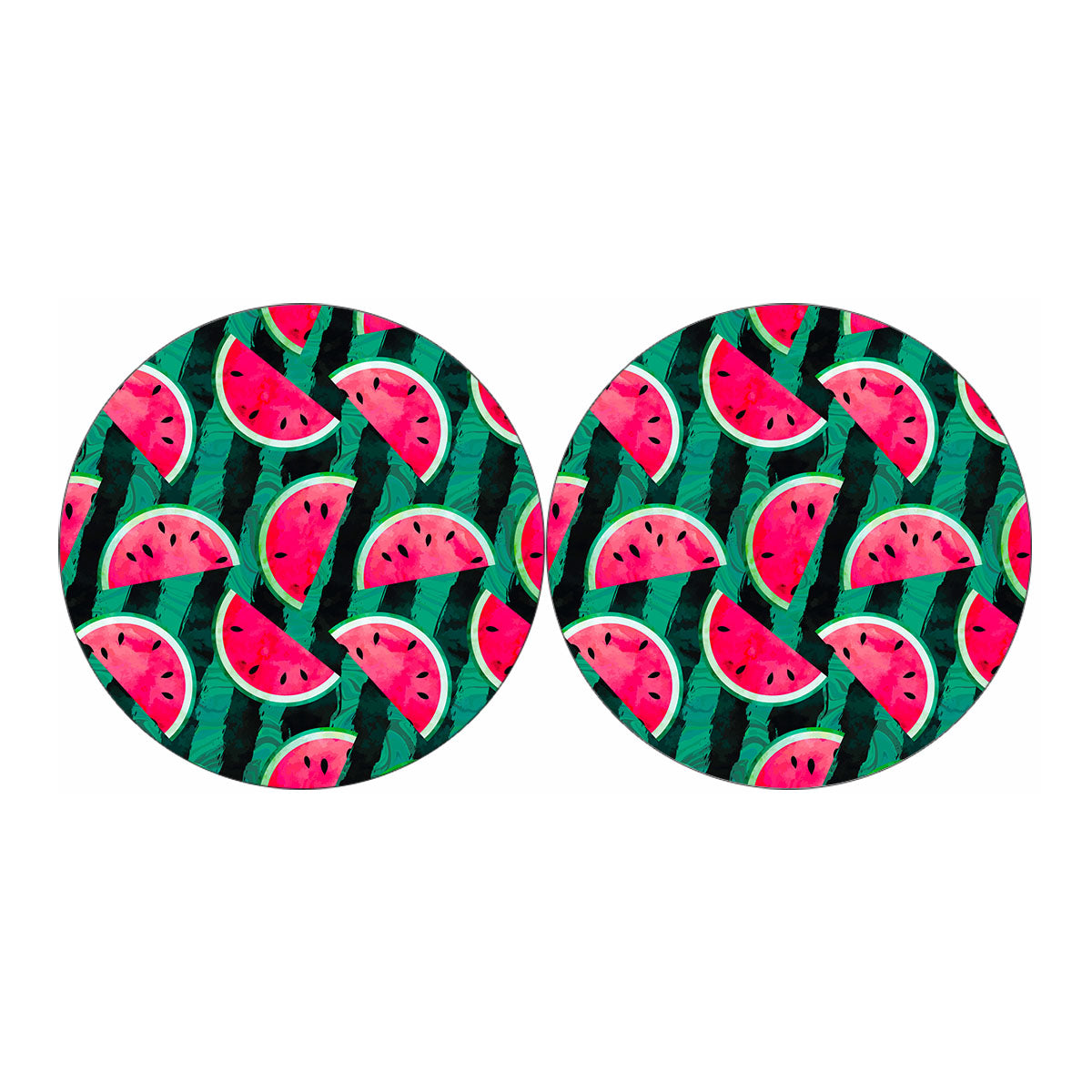 Green Striped Watermelon Pattern Print Car Coasters