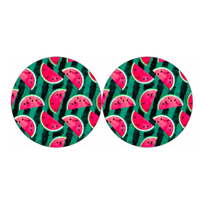 Green Striped Watermelon Pattern Print Car Coasters