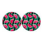 Green Striped Watermelon Pattern Print Car Coasters