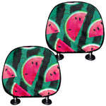 Green Striped Watermelon Pattern Print Car Headrest Covers