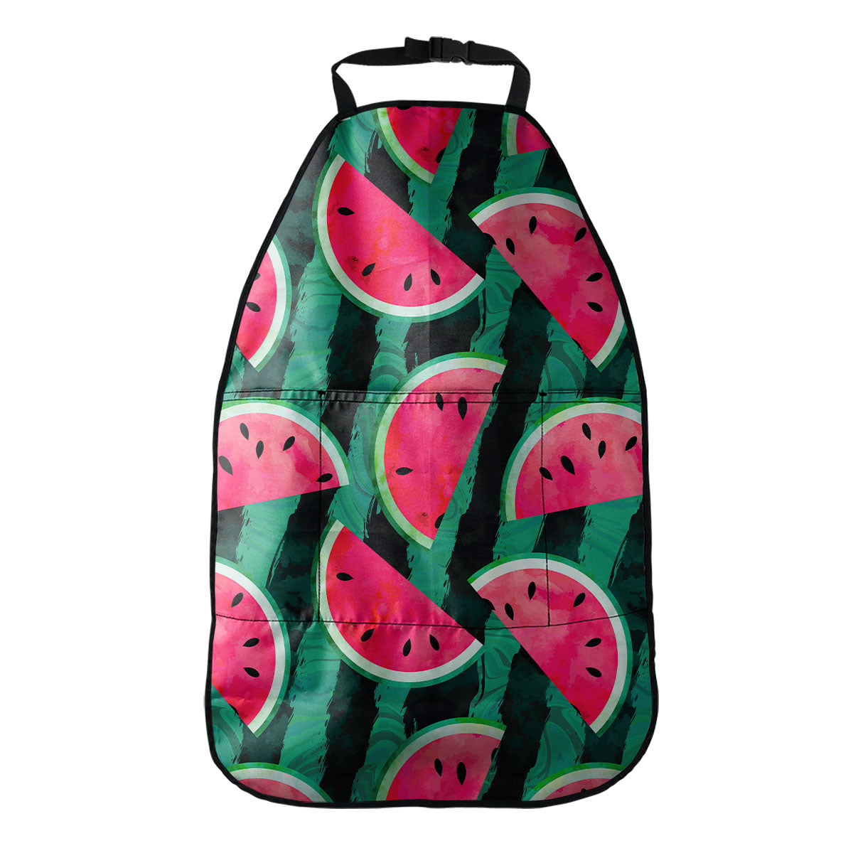 Green Striped Watermelon Pattern Print Car Seat Organizers