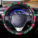 Green Striped Watermelon Pattern Print Car Steering Wheel Cover