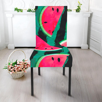 Green Striped Watermelon Pattern Print Dining Chair Slipcover