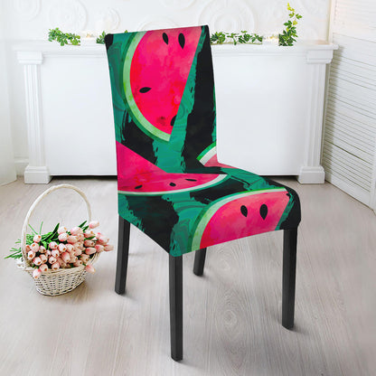 Green Striped Watermelon Pattern Print Dining Chair Slipcover