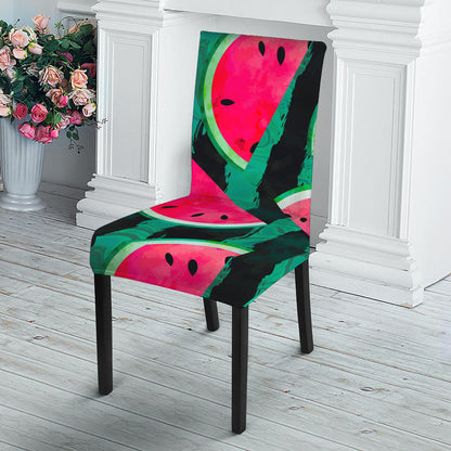 Green Striped Watermelon Pattern Print Dining Chair Slipcover