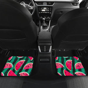 Green Striped Watermelon Pattern Print Front and Back Car Floor Mats