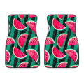 Green Striped Watermelon Pattern Print Front Car Floor Mats