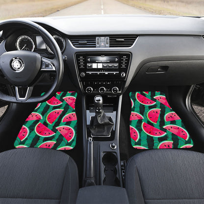 Green Striped Watermelon Pattern Print Front Car Floor Mats