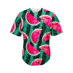 Green Striped Watermelon Pattern Print Men's Baseball Jersey
