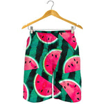 Green Striped Watermelon Pattern Print Men's Shorts