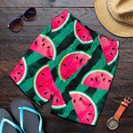 Green Striped Watermelon Pattern Print Men's Shorts