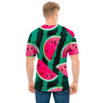 Green Striped Watermelon Pattern Print Men's T-Shirt