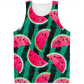 Green Striped Watermelon Pattern Print Men's Tank Top