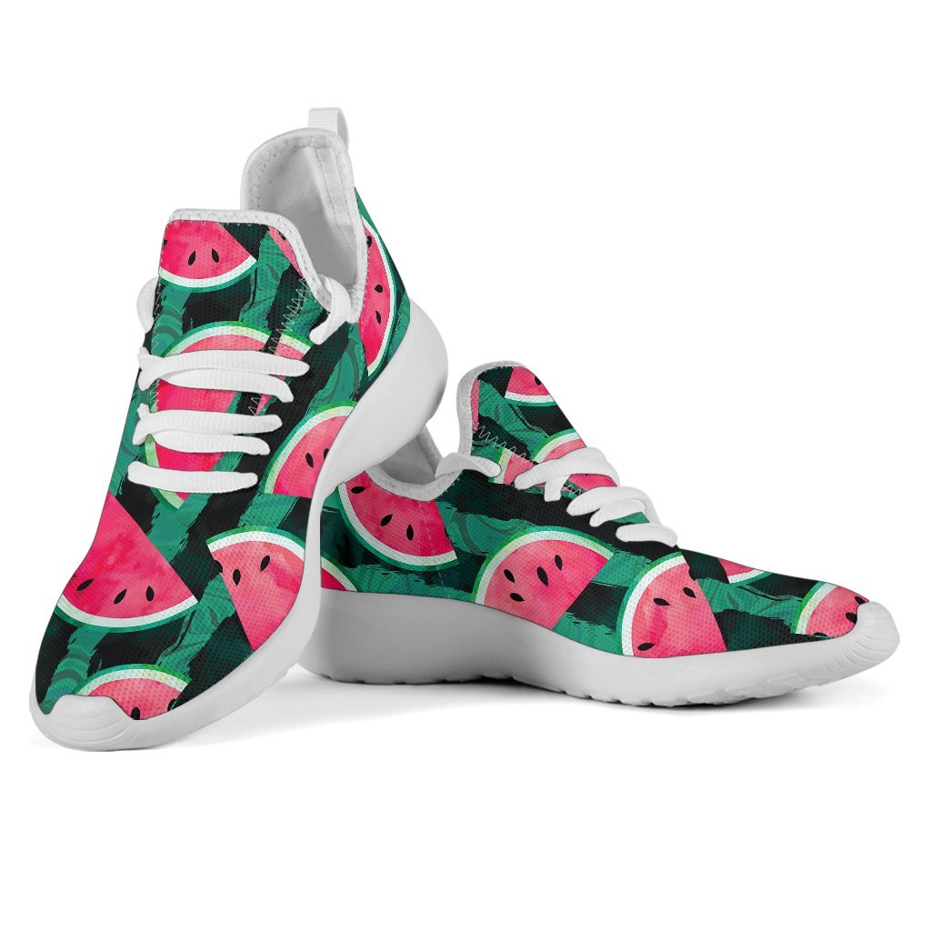 Green Striped Watermelon Pattern Print Mesh Knit Shoes GearFrost