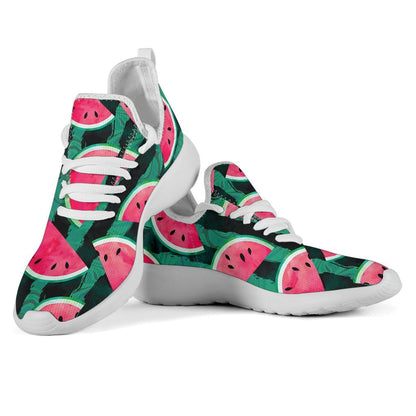 Green Striped Watermelon Pattern Print Mesh Knit Shoes GearFrost