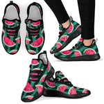 Green Striped Watermelon Pattern Print Mesh Knit Shoes GearFrost