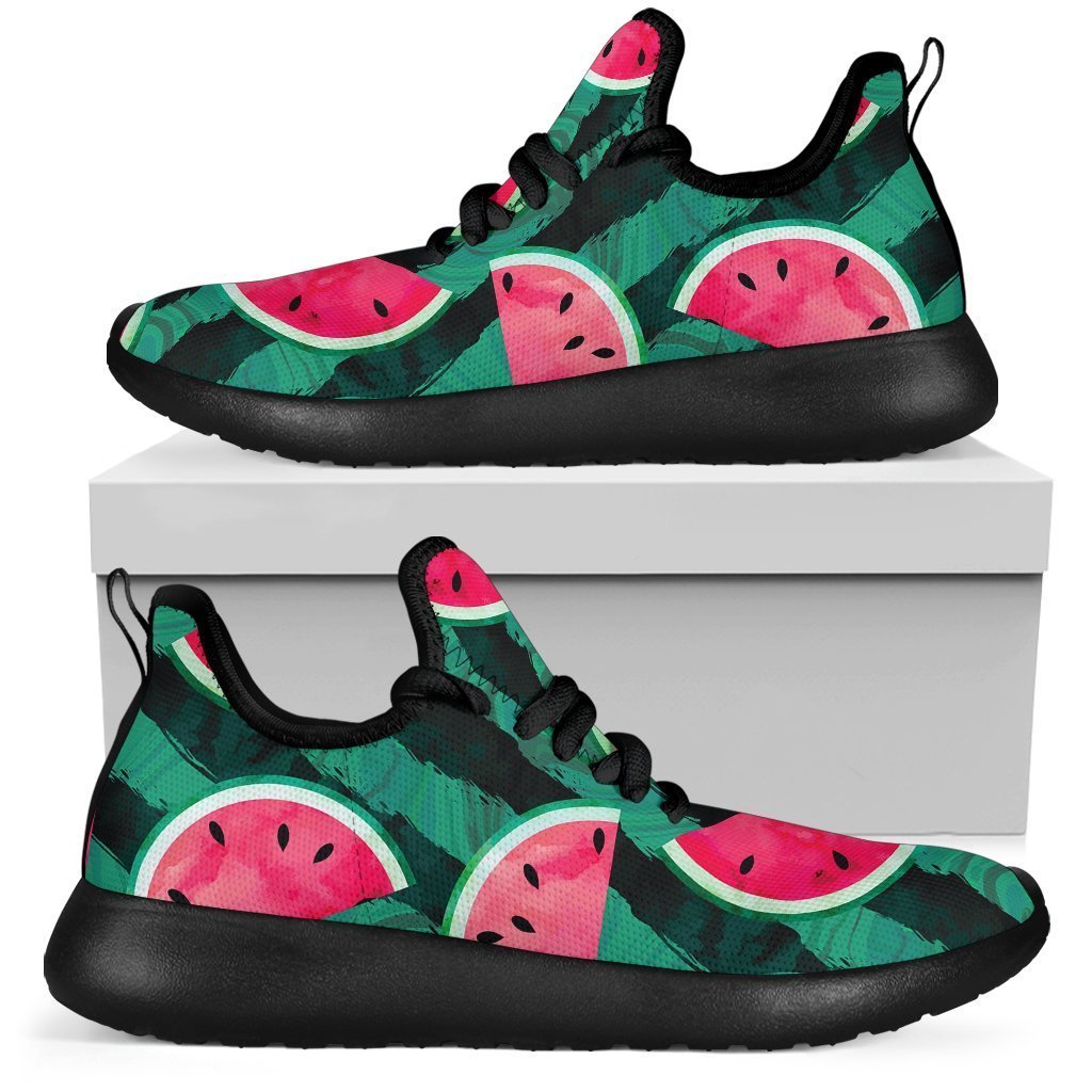 Green Striped Watermelon Pattern Print Mesh Knit Shoes GearFrost