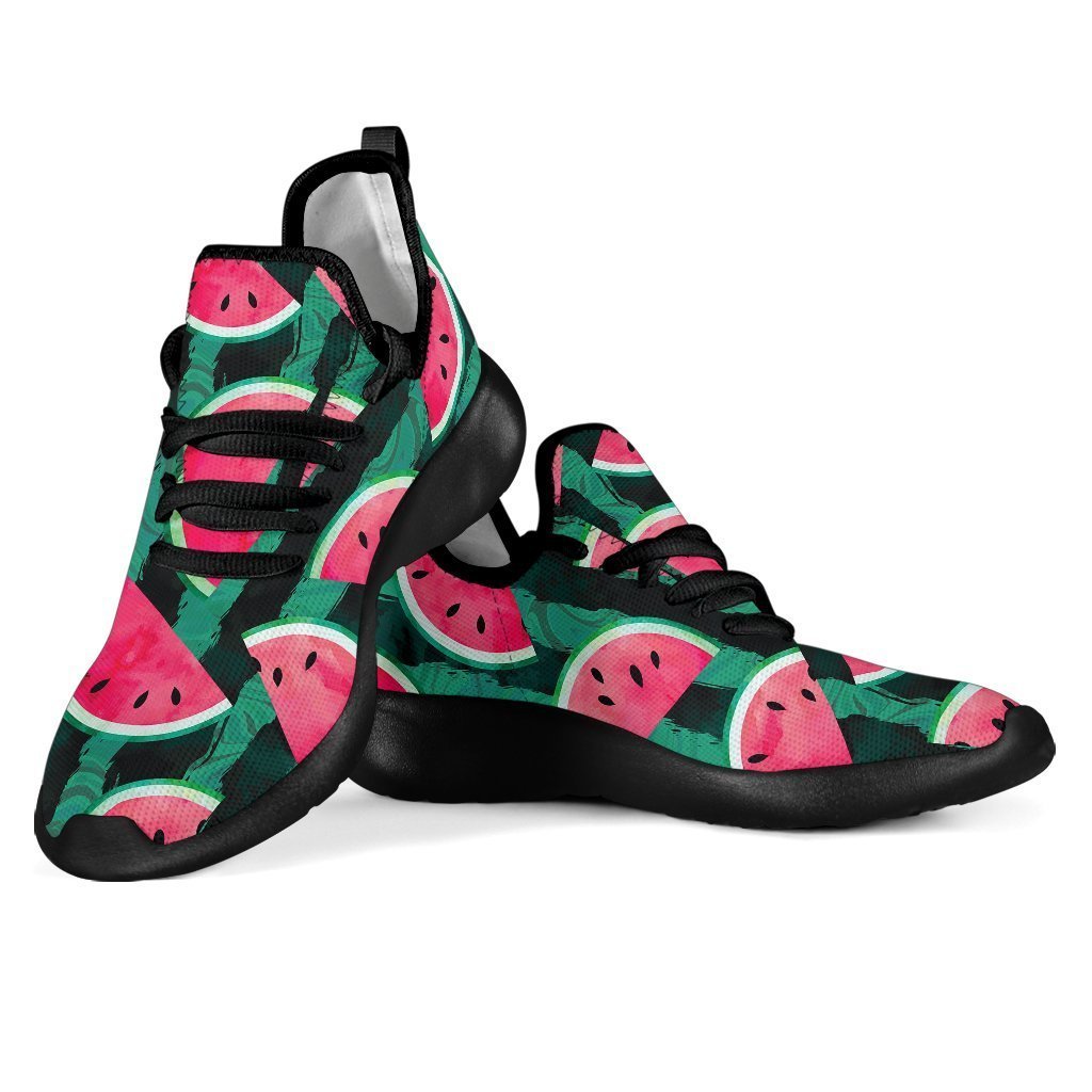 Green Striped Watermelon Pattern Print Mesh Knit Shoes GearFrost